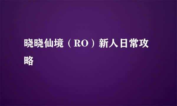 晓晓仙境（RO）新人日常攻略