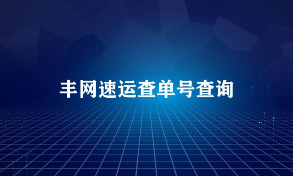 丰网速运查单号查询