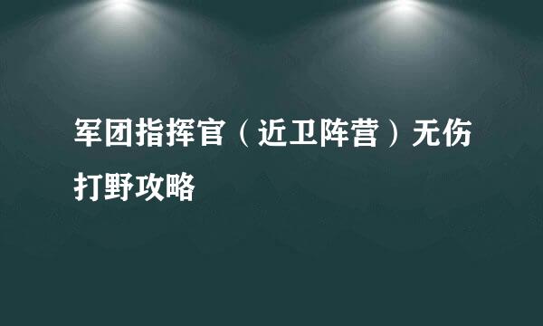军团指挥官（近卫阵营）无伤打野攻略