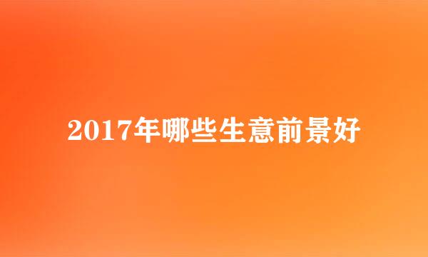 2017年哪些生意前景好