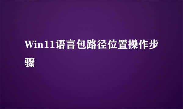 Win11语言包路径位置操作步骤