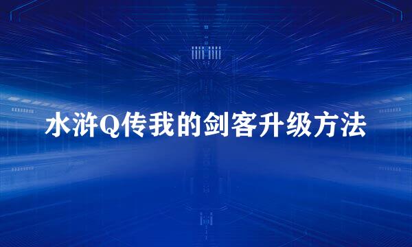 水浒Q传我的剑客升级方法