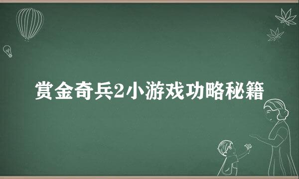 赏金奇兵2小游戏功略秘籍