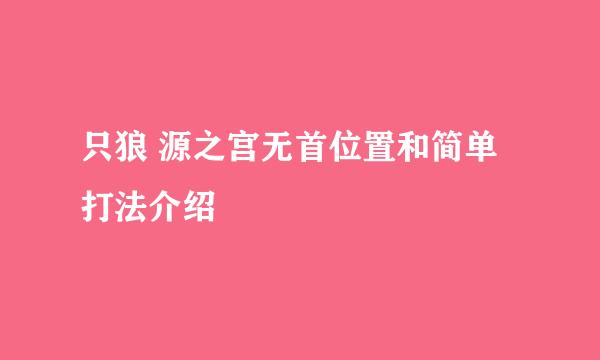 只狼 源之宫无首位置和简单打法介绍