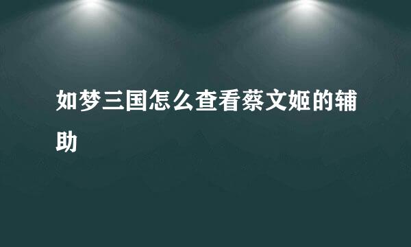 如梦三国怎么查看蔡文姬的辅助