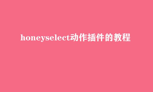 honeyselect动作插件的教程