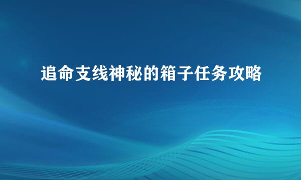 追命支线神秘的箱子任务攻略
