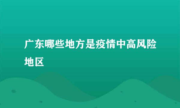 广东哪些地方是疫情中高风险地区