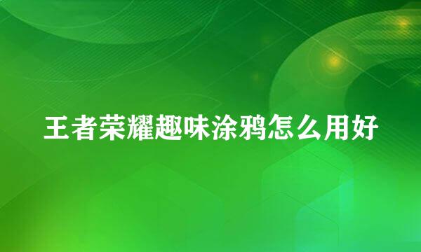 王者荣耀趣味涂鸦怎么用好