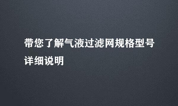 带您了解气液过滤网规格型号详细说明