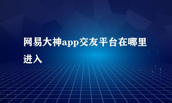 网易大神app交友平台在哪里进入