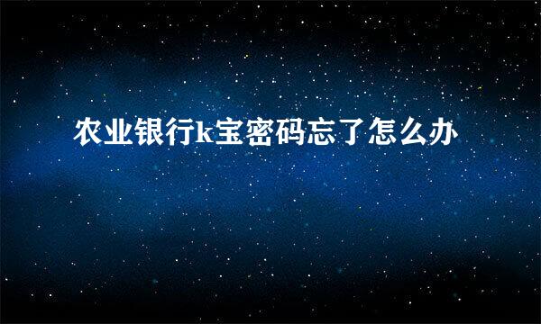 农业银行k宝密码忘了怎么办