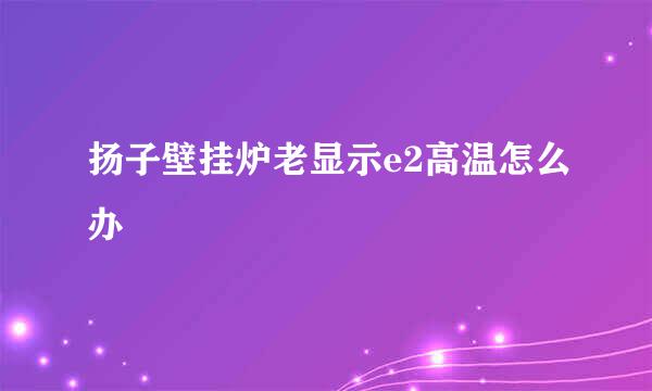 扬子壁挂炉老显示e2高温怎么办