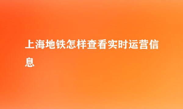 上海地铁怎样查看实时运营信息