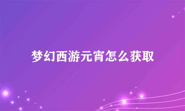 梦幻西游元宵怎么获取