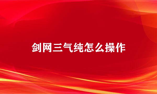 剑网三气纯怎么操作