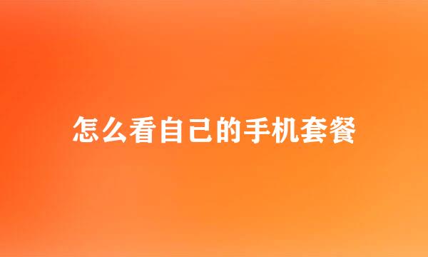 怎么看自己的手机套餐