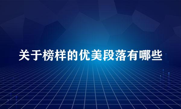 关于榜样的优美段落有哪些