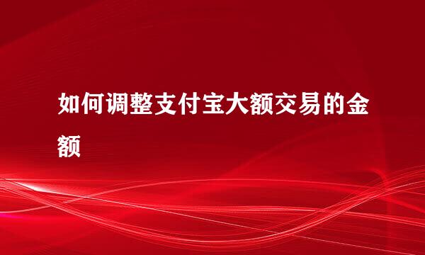 如何调整支付宝大额交易的金额