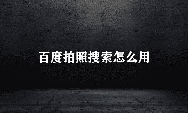百度拍照搜索怎么用