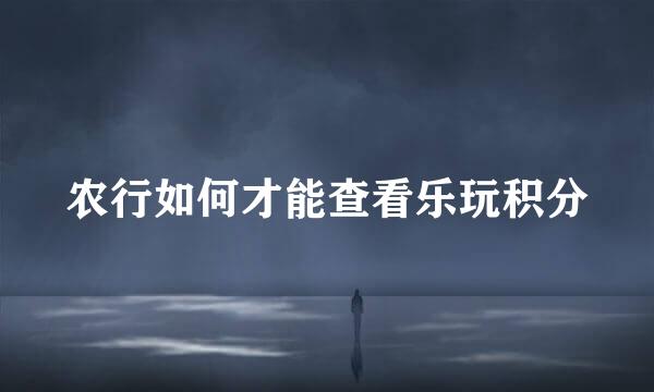 农行如何才能查看乐玩积分