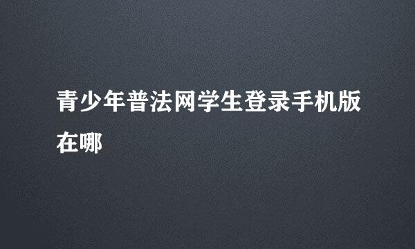 青少年普法网学生登录手机版在哪