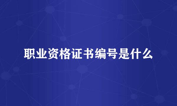 职业资格证书编号是什么