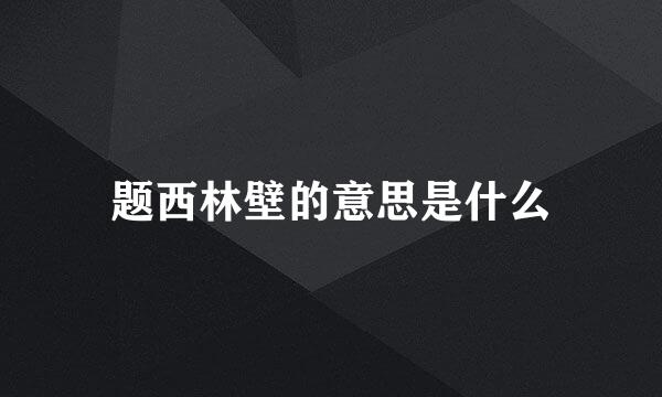 题西林壁的意思是什么