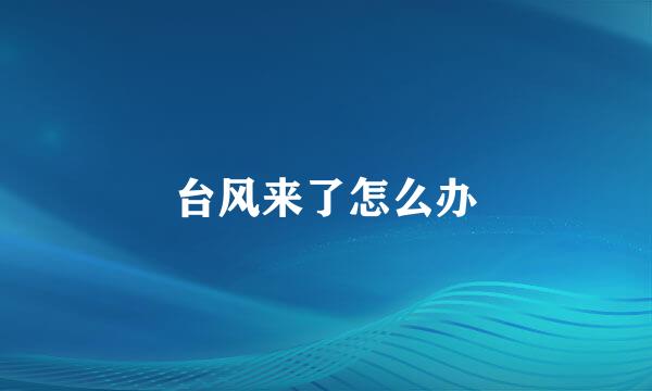 台风来了怎么办