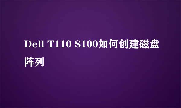 Dell T110 S100如何创建磁盘阵列