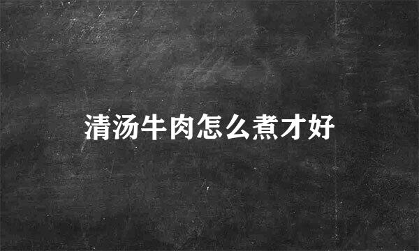 清汤牛肉怎么煮才好