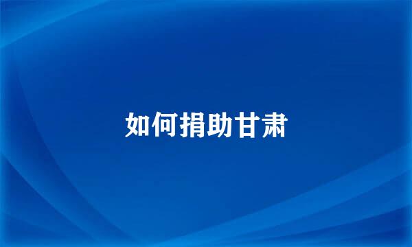 如何捐助甘肃