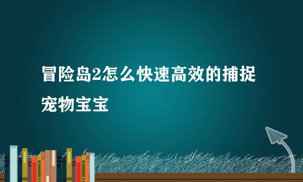 冒险岛2怎么快速高效的捕捉宠物宝宝