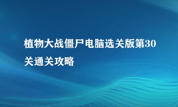 植物大战僵尸电脑选关版第30关通关攻略