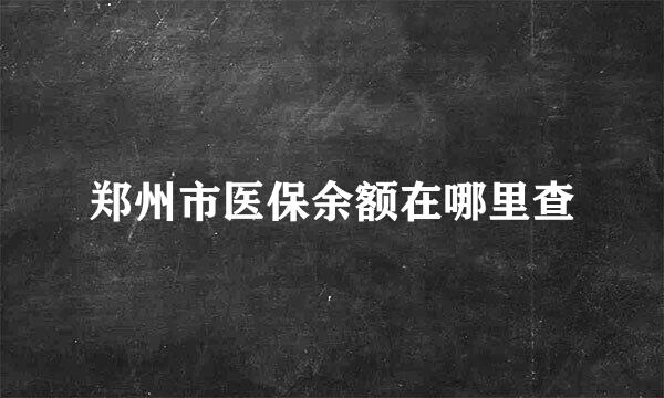 郑州市医保余额在哪里查
