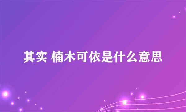 其实 楠木可依是什么意思