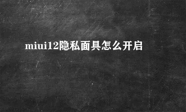 miui12隐私面具怎么开启