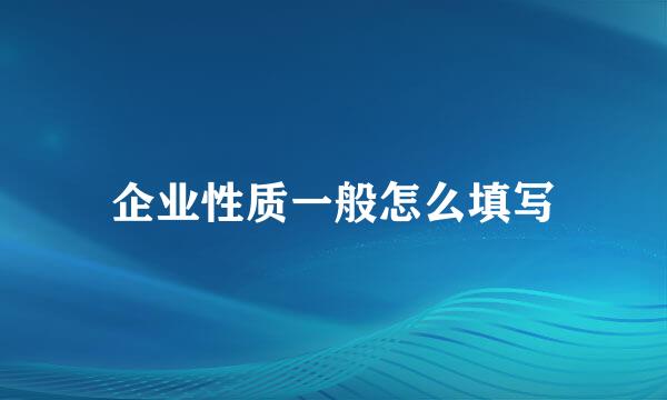 企业性质一般怎么填写