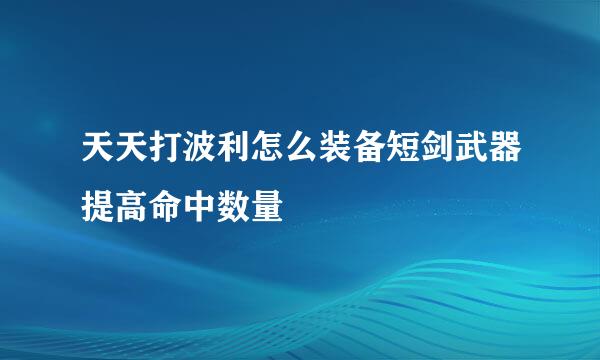 天天打波利怎么装备短剑武器提高命中数量