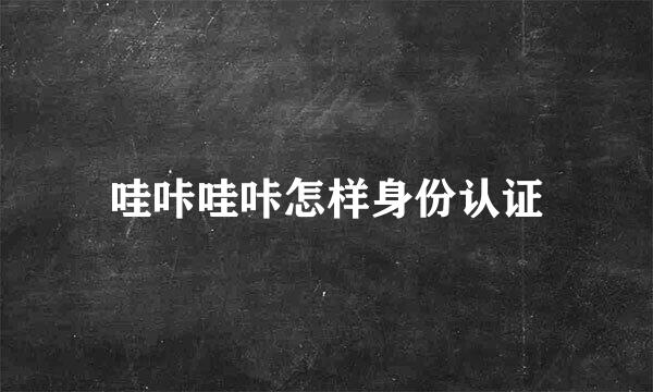 哇咔哇咔怎样身份认证