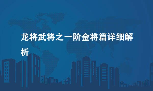 龙将武将之一阶金将篇详细解析