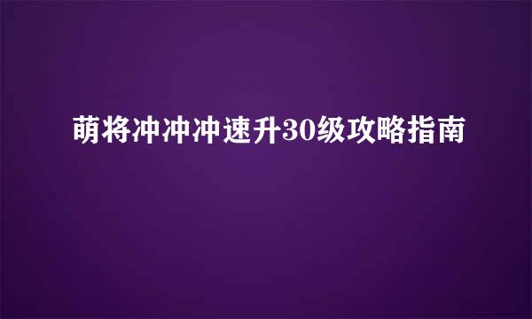 萌将冲冲冲速升30级攻略指南