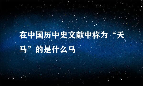 在中国历中史文献中称为“天马”的是什么马