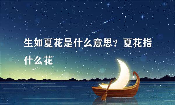 生如夏花是什么意思？夏花指什么花