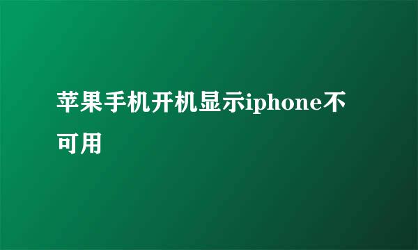 苹果手机开机显示iphone不可用