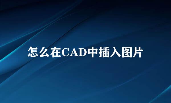 怎么在CAD中插入图片