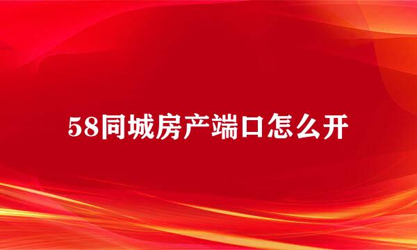58同城房产端口怎么开