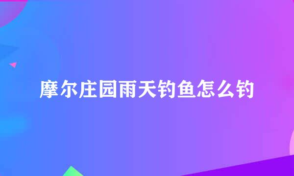 摩尔庄园雨天钓鱼怎么钓