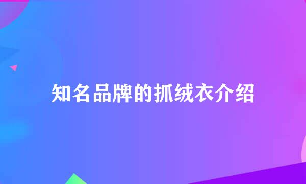 知名品牌的抓绒衣介绍