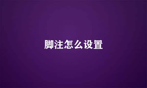 脚注怎么设置